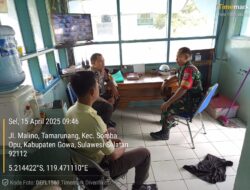 Beri Pesan Kamtibmas, Bhabinkamtibmas dan Babinsa Kelurahan Tamarunang Gowa Sambangi Pos Satpam